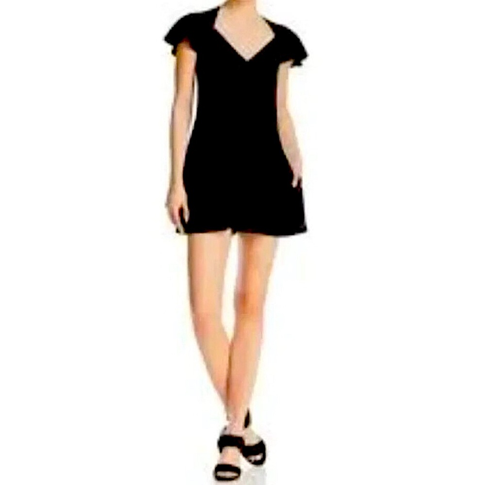 NWT French Connection Black Jumpsuit Romper Drape Sleeves Tie Back Baby Doll
